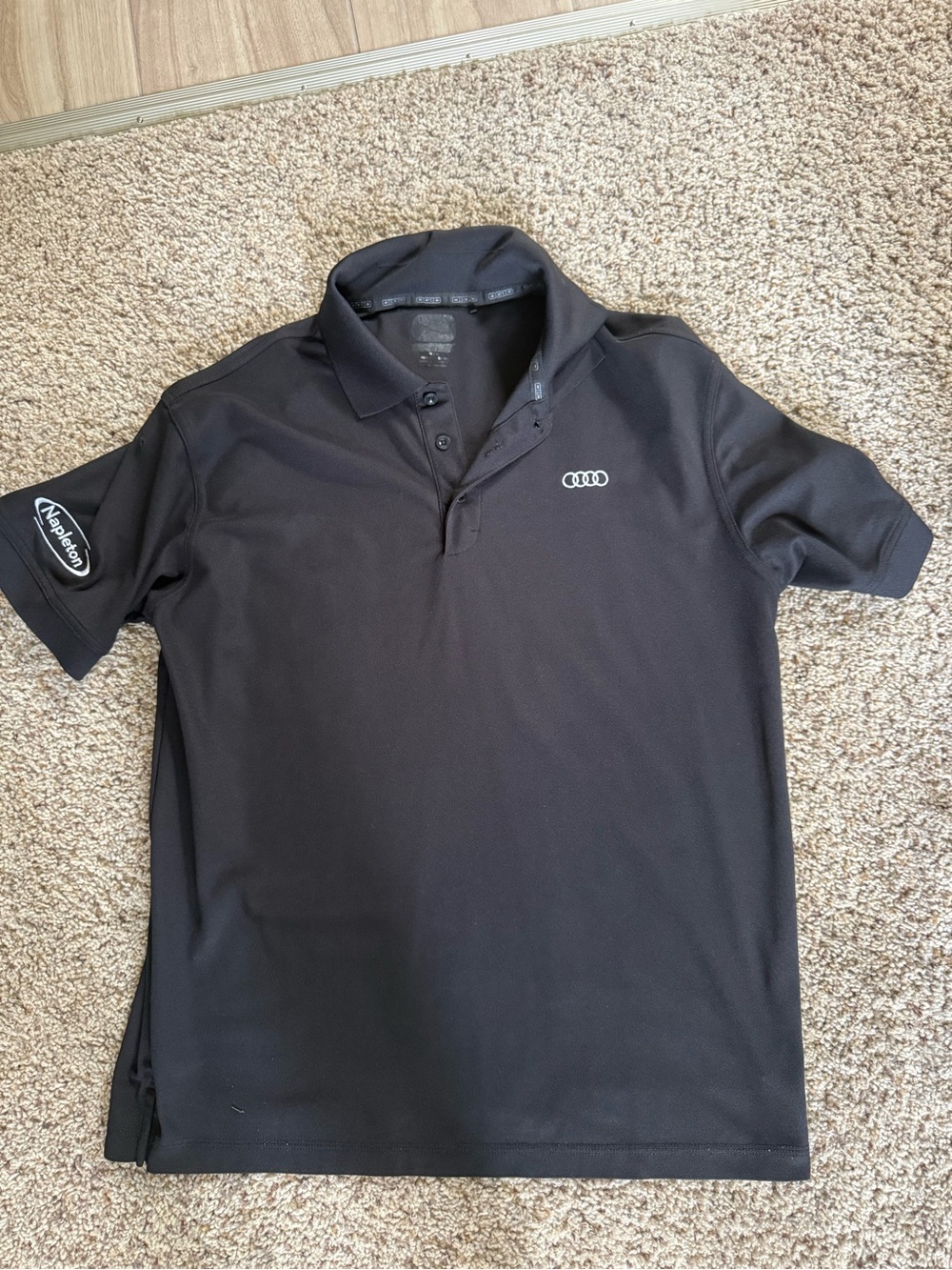 Men's Black Polo Shirt with Audi logo
